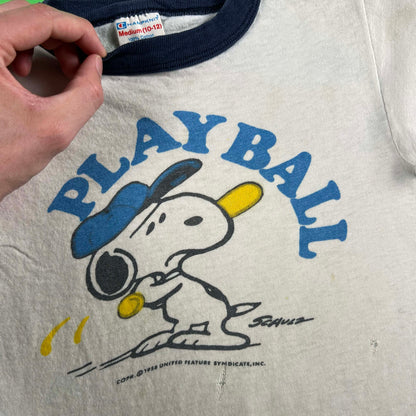 70s Champion Snoopy 'Play Ball' Ringer Tee- XXS