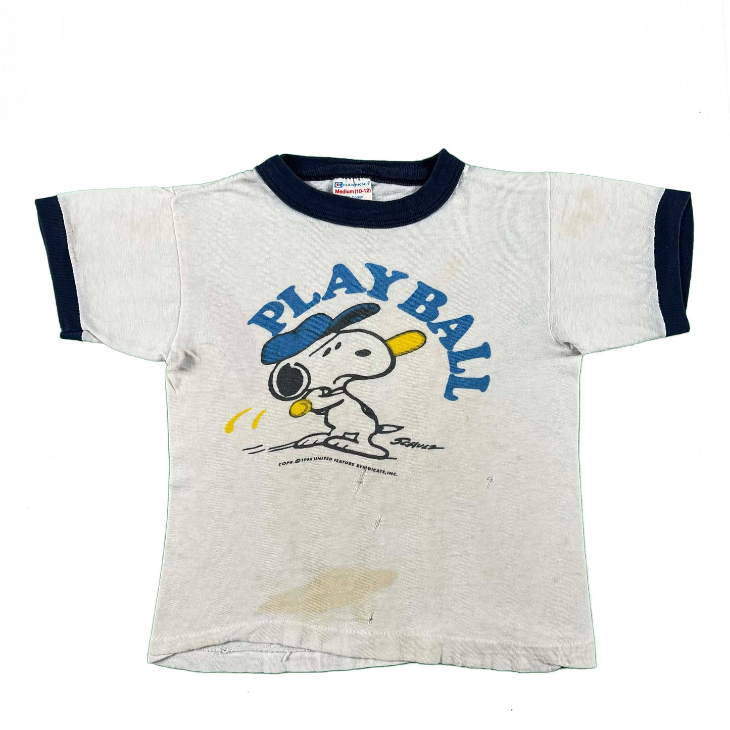 70s Champion Snoopy 'Play Ball' Ringer Tee- XXS