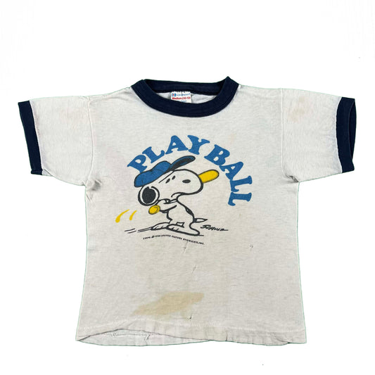 70s Champion Snoopy 'Play Ball' Ringer Tee- XXS