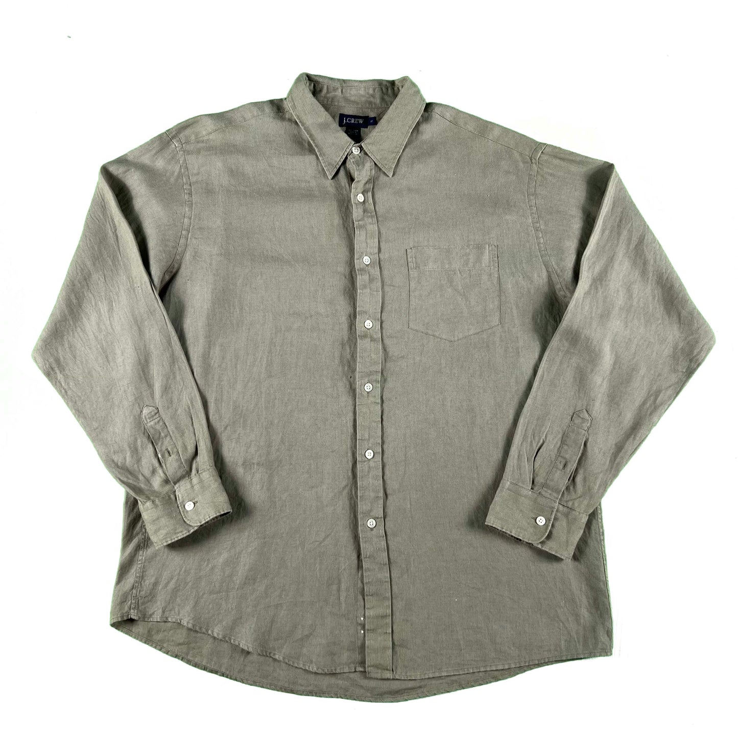 90s J.Crew Linen Button Up Shirt- XL