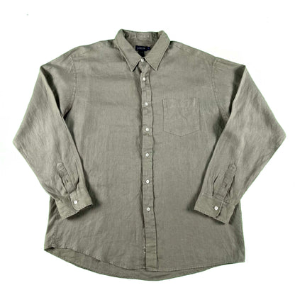 90s J.Crew Linen Button Up Shirt- XL