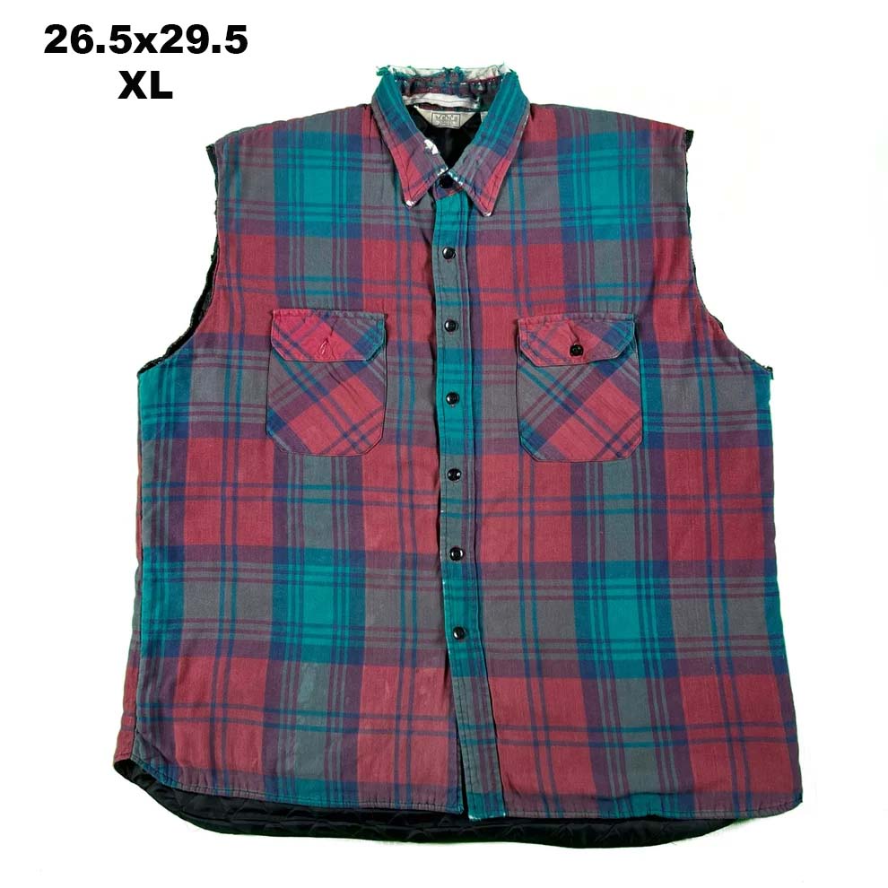 Vintage Cut Off Quilted Flannel Vests- SELECT FLANNEL