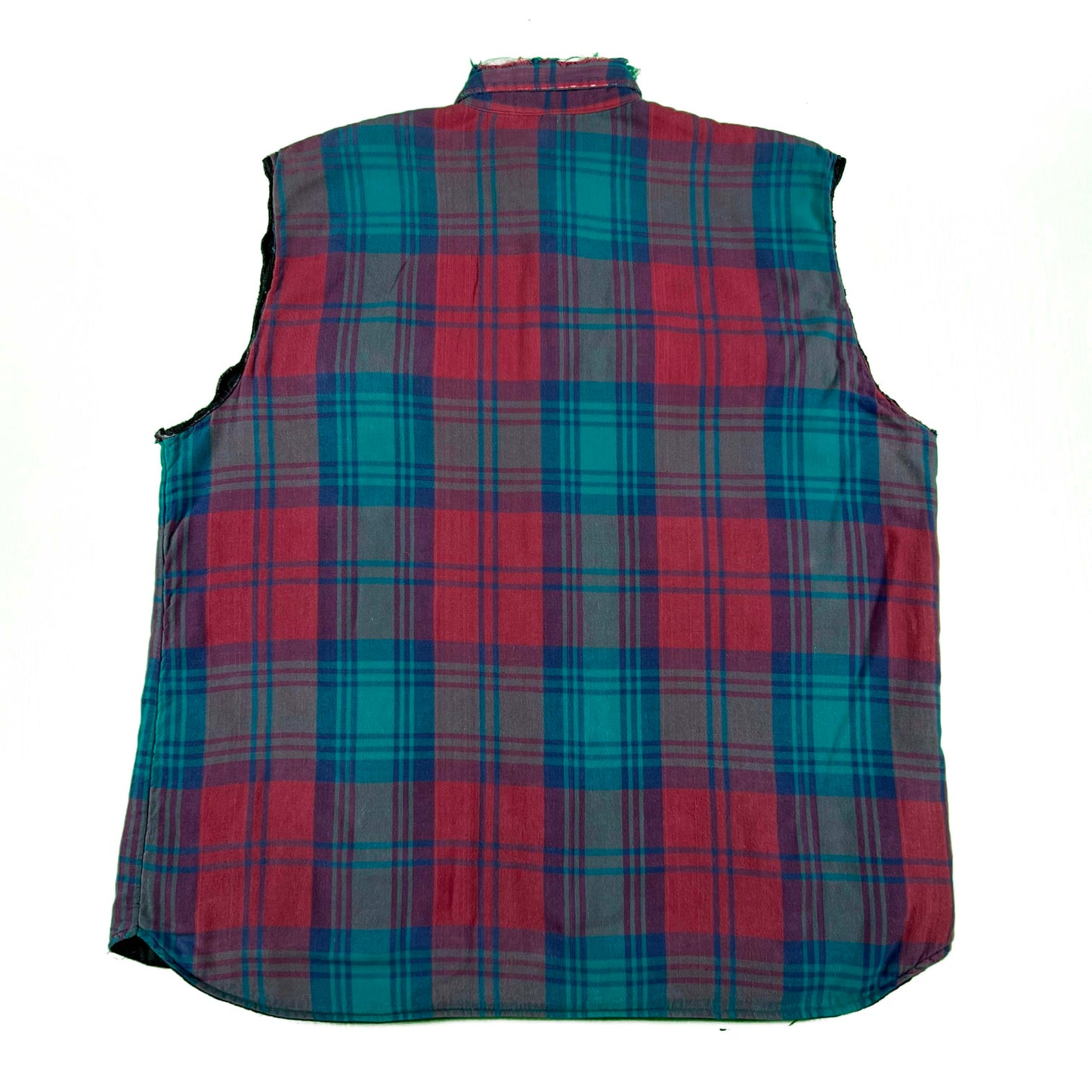 90s Sears Quilt Lined Plaid Flannel Vest- XL