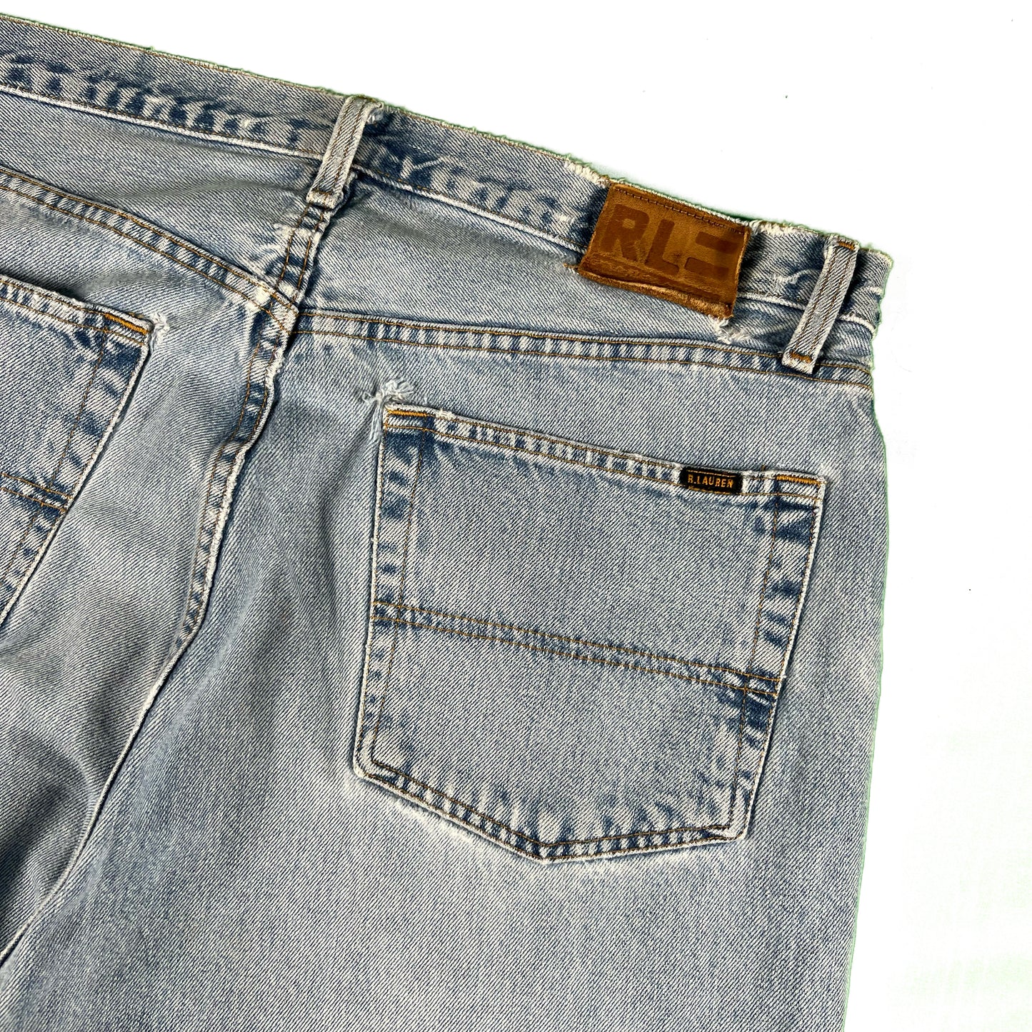 90s Polo RL Baggy Light Wash Denim- 35x26.5