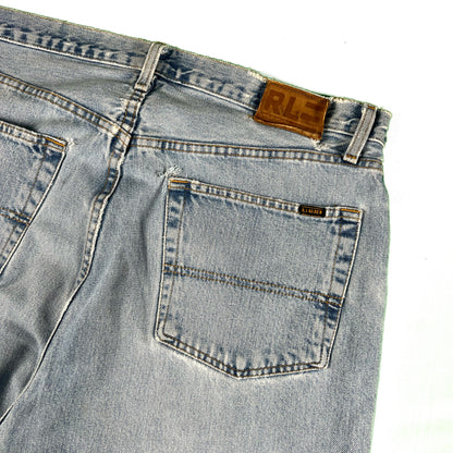 90s Polo RL Baggy Light Wash Denim- 35x26.5