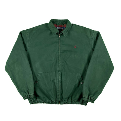 90s Forest Green Polo RL Plaid Lined Harrington Jacket- M