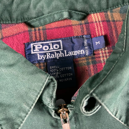 90s Forest Green Polo RL Plaid Lined Harrington Jacket- M