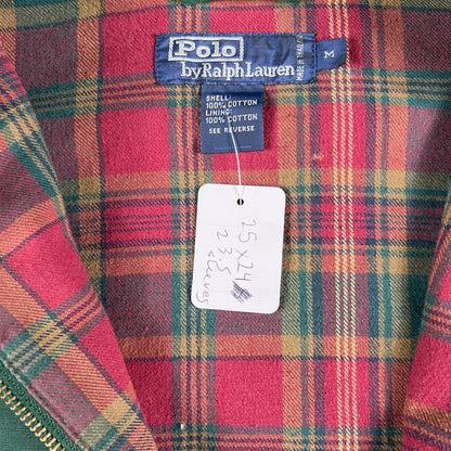 90s Forest Green Polo RL Plaid Lined Harrington Jacket- M