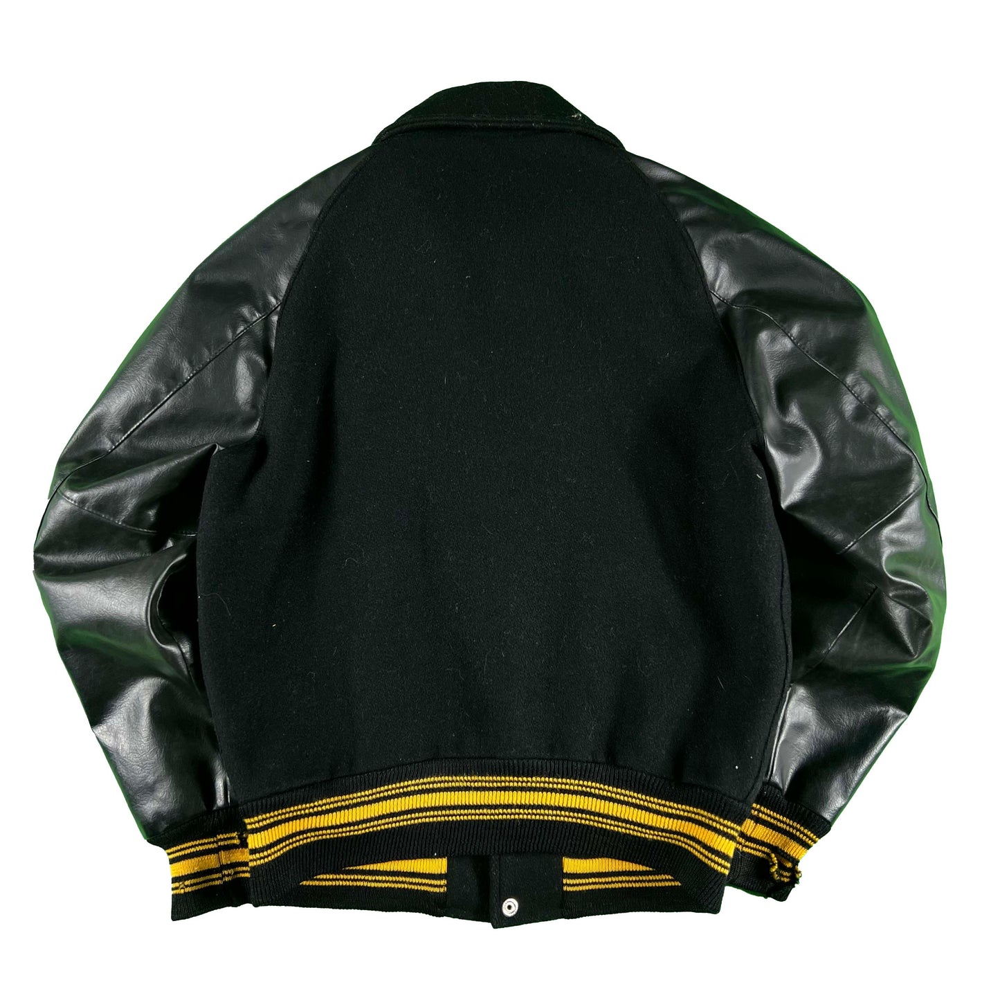70s Black and Yellow Varsity Jacket- L