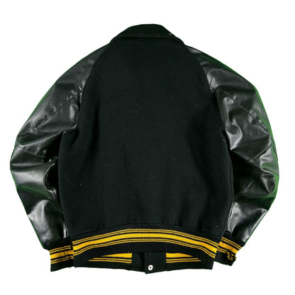 70s Black and Yellow Varsity Jacket- L