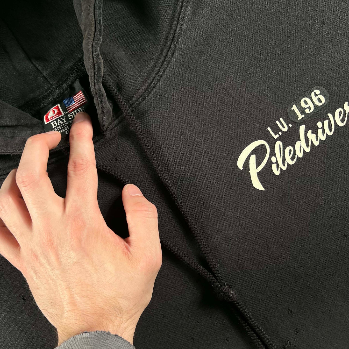 Perfectly Worn Black Piledrivers Hoodie- XXL