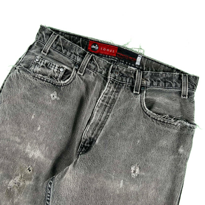 90s Levi's Silvertab Sun Faded Black & Distressed Denim- 32x31