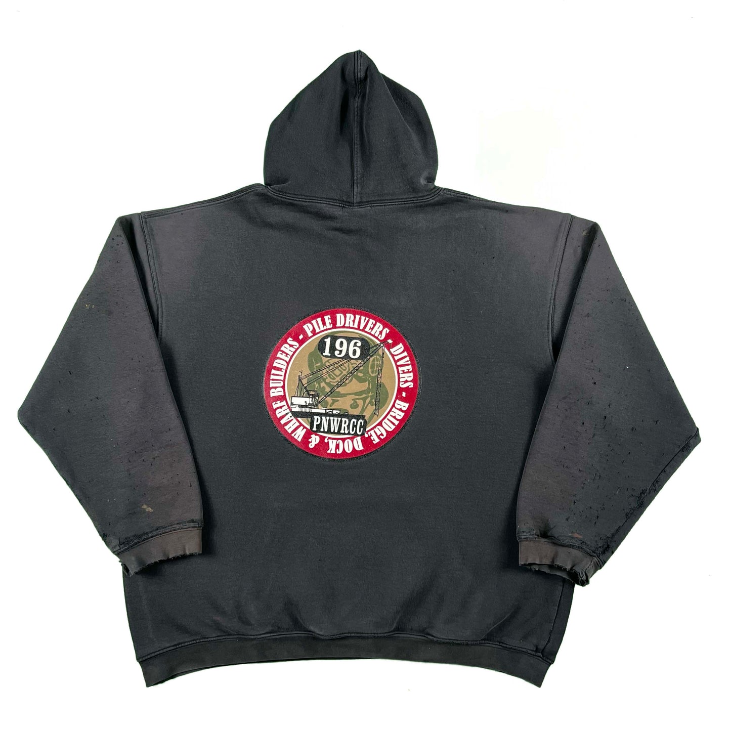Perfectly Worn Black Piledrivers Hoodie- XXL