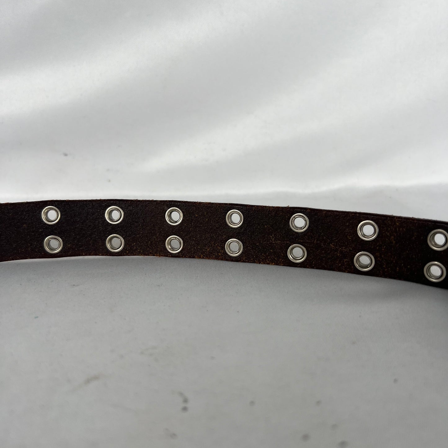 00s Thin Riveted Brown Leather Belt- 24"-28"
