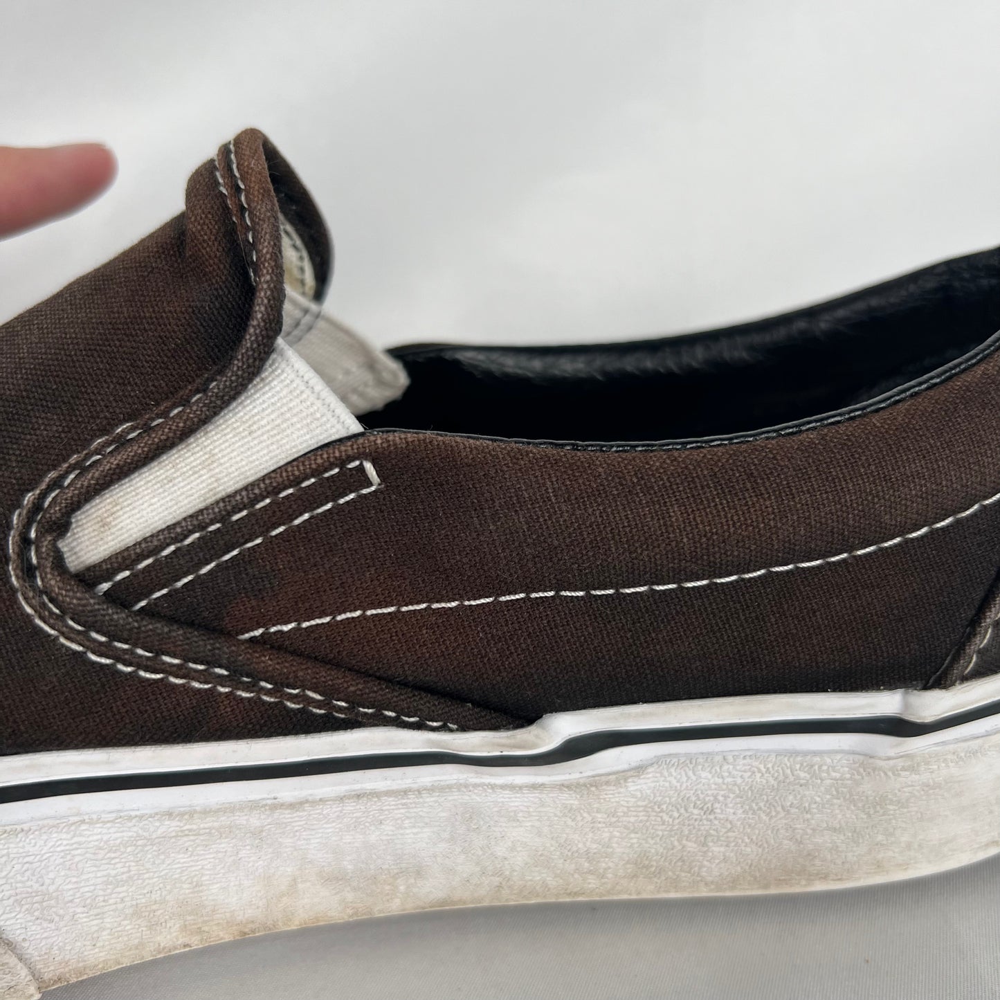 Faded Black Vans Slip Ons- M's 8.5, W's 10
