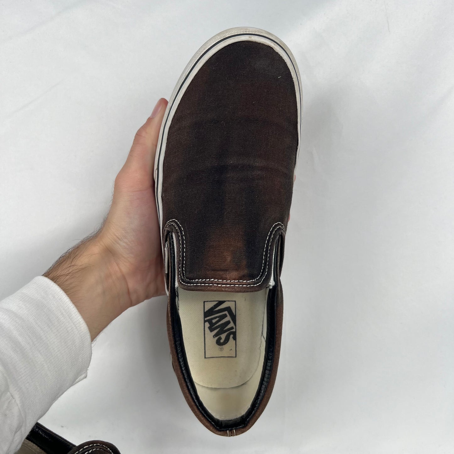 Faded Black Vans Slip Ons- M's 8.5, W's 10