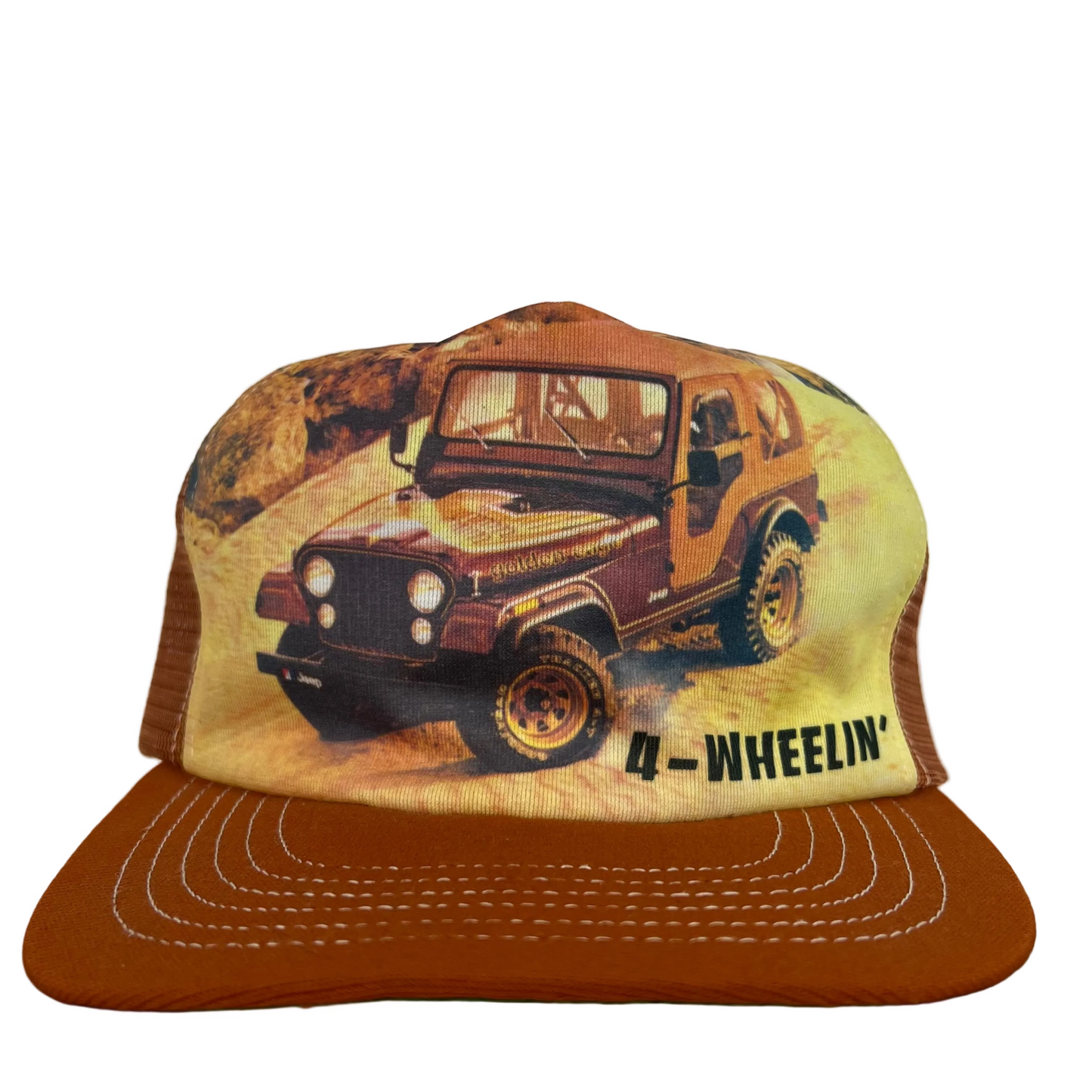 70s Jeep 4-Wheelin' Photo Print Trucker Hat