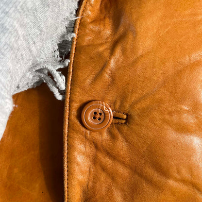 80s Wilson's Tan Leather Blazer- L