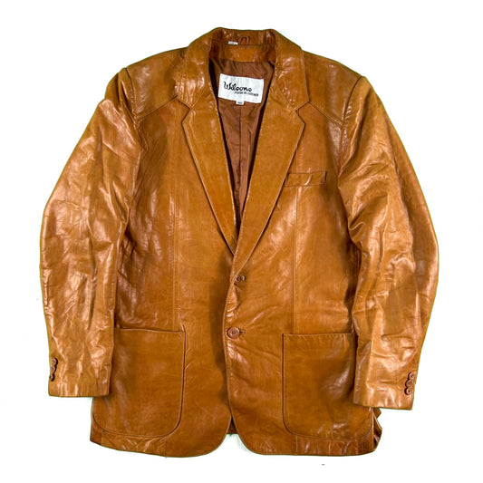 80s Wilson's Tan Leather Blazer- L