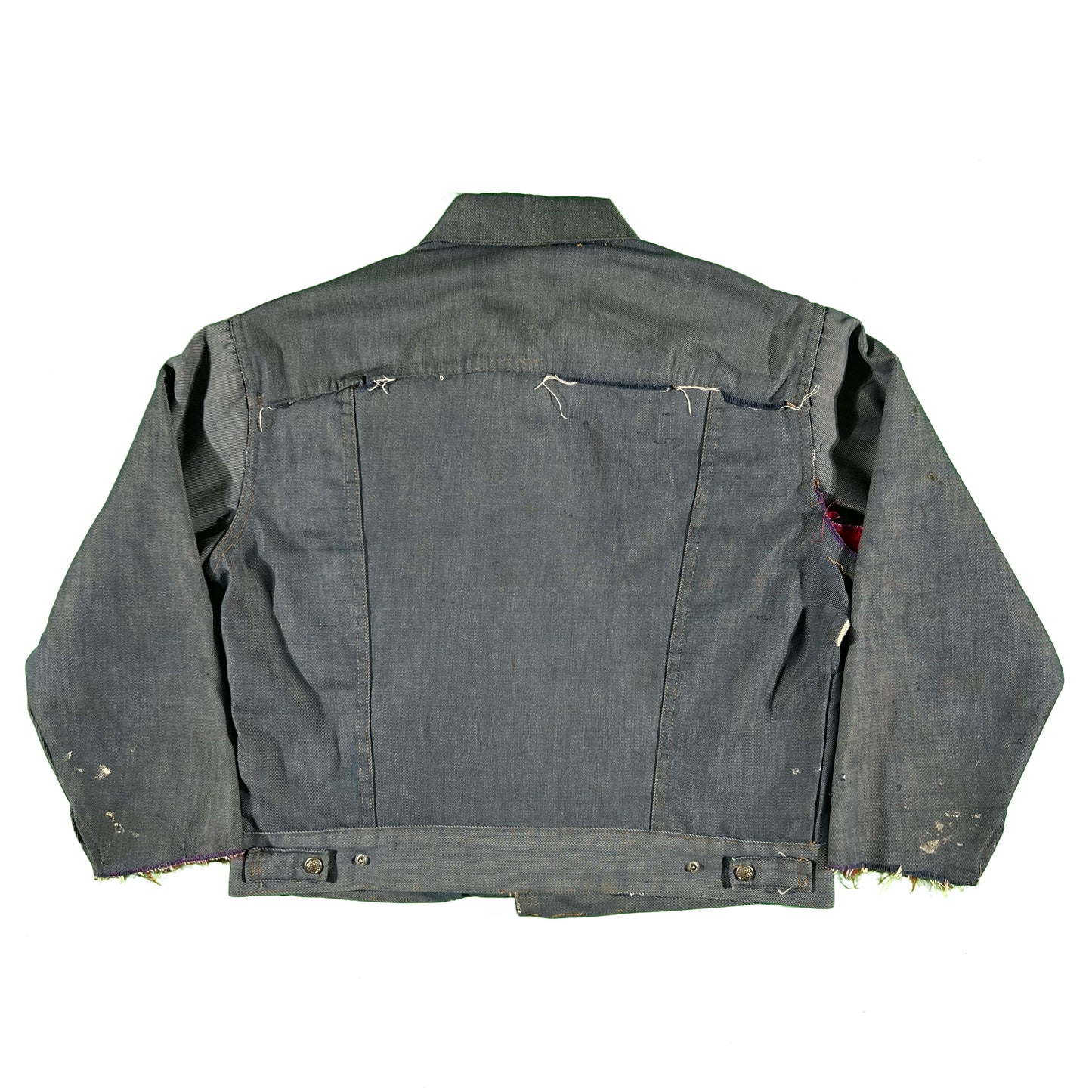 60s Thrashed Ranchcraft Quilt Lined Selvedge Denim Trucker Jacket- M