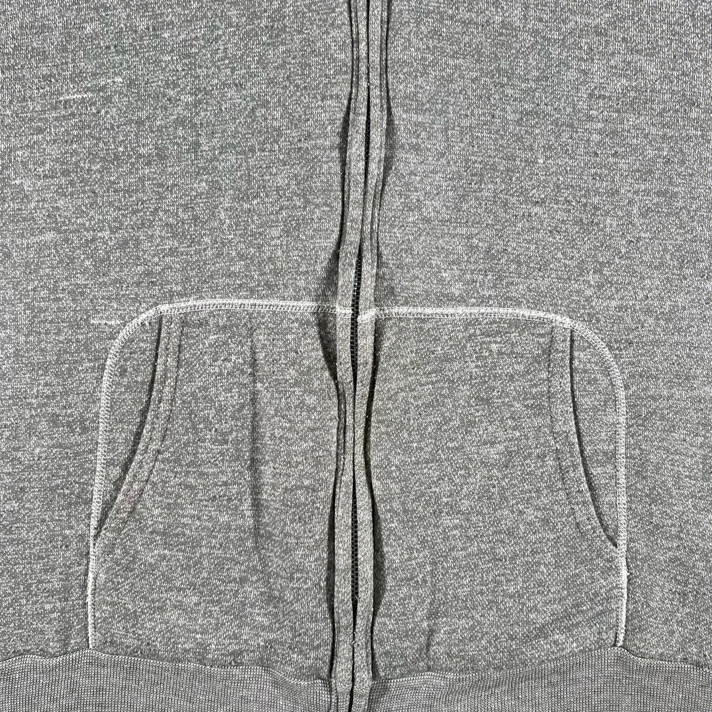 70s Waffle Lined Grey Zip Up Hoodie- L