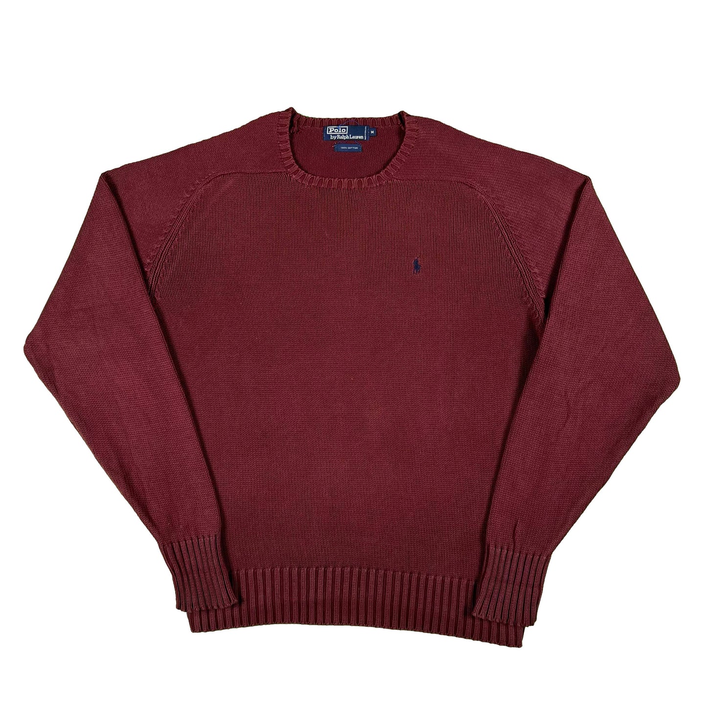 90s Polo RL Burgundy Cotton Knit Sweater- M