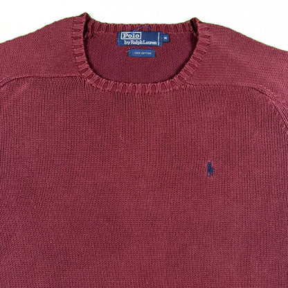 90s Polo RL Burgundy Cotton Knit Sweater- M