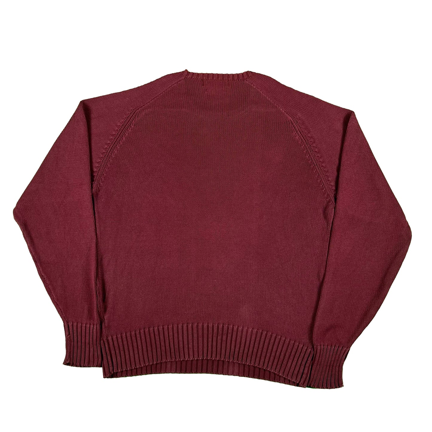 90s Polo RL Burgundy Cotton Knit Sweater- M