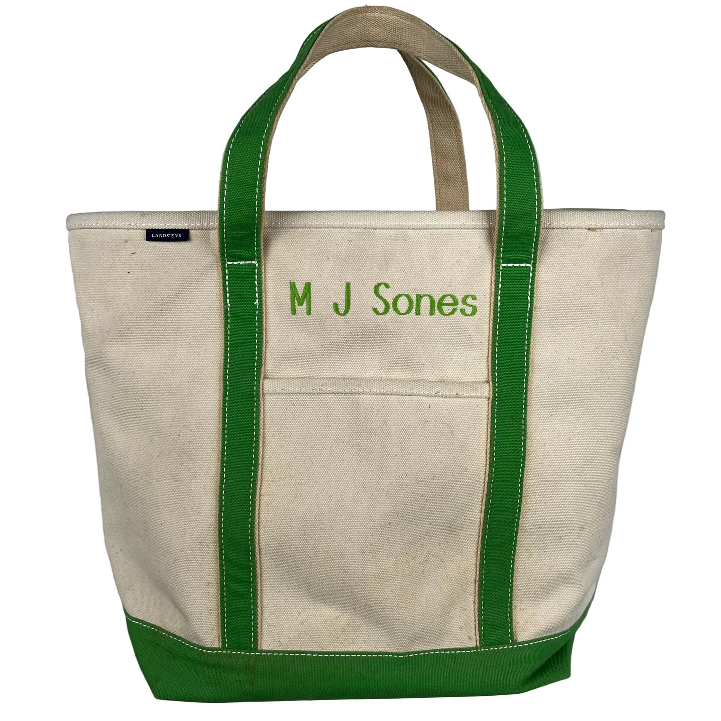 00s Lands' End Well Worn Lime Green Large Tote Bag