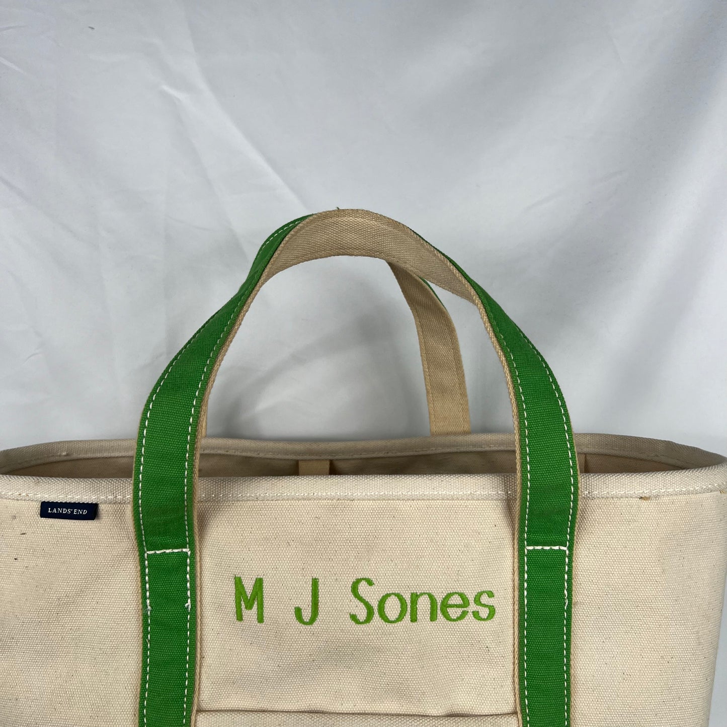 00s Lands' End Well Worn Lime Green Large Tote Bag