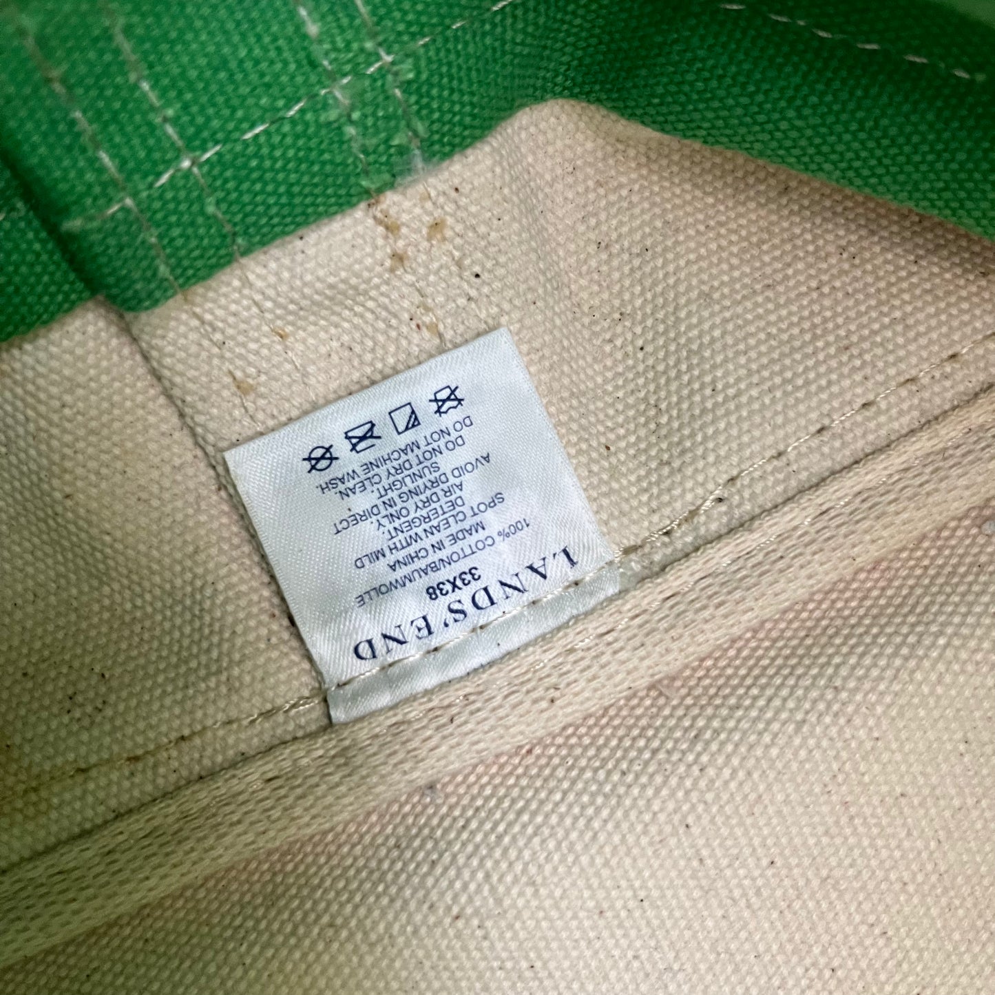 00s Lands' End Well Worn Lime Green Large Tote Bag