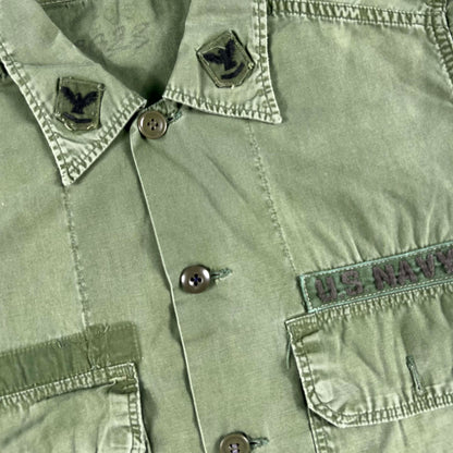 60s US Navy Poplin Army Green Shirt- M