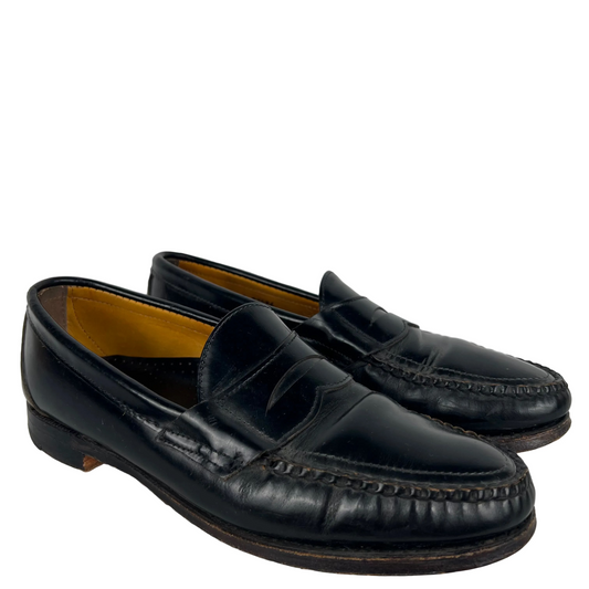 80s Black Leather Penny Loafers- M's 9.5, W's 11