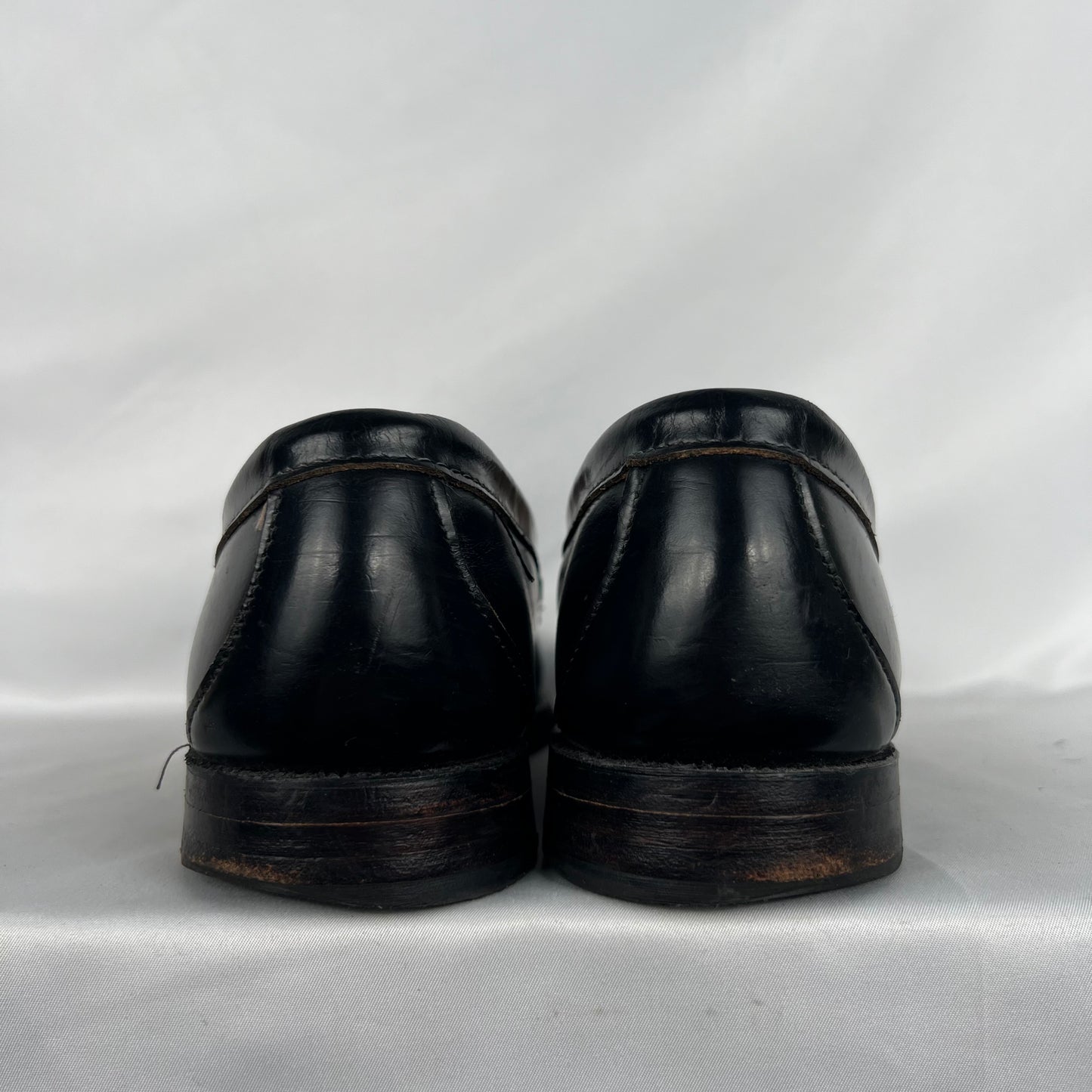 80s Black Leather Penny Loafers- M's 9.5, W's 11
