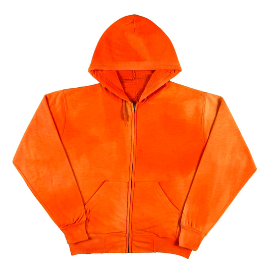 70s Sun Faded Orange Thermal Lined z/u Hoodie- L