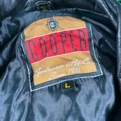 90s Black Leather A2 Style Bomber Jacket- L