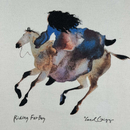 90s 'Riding Far Boy' Horse Art Sweatshirt- L