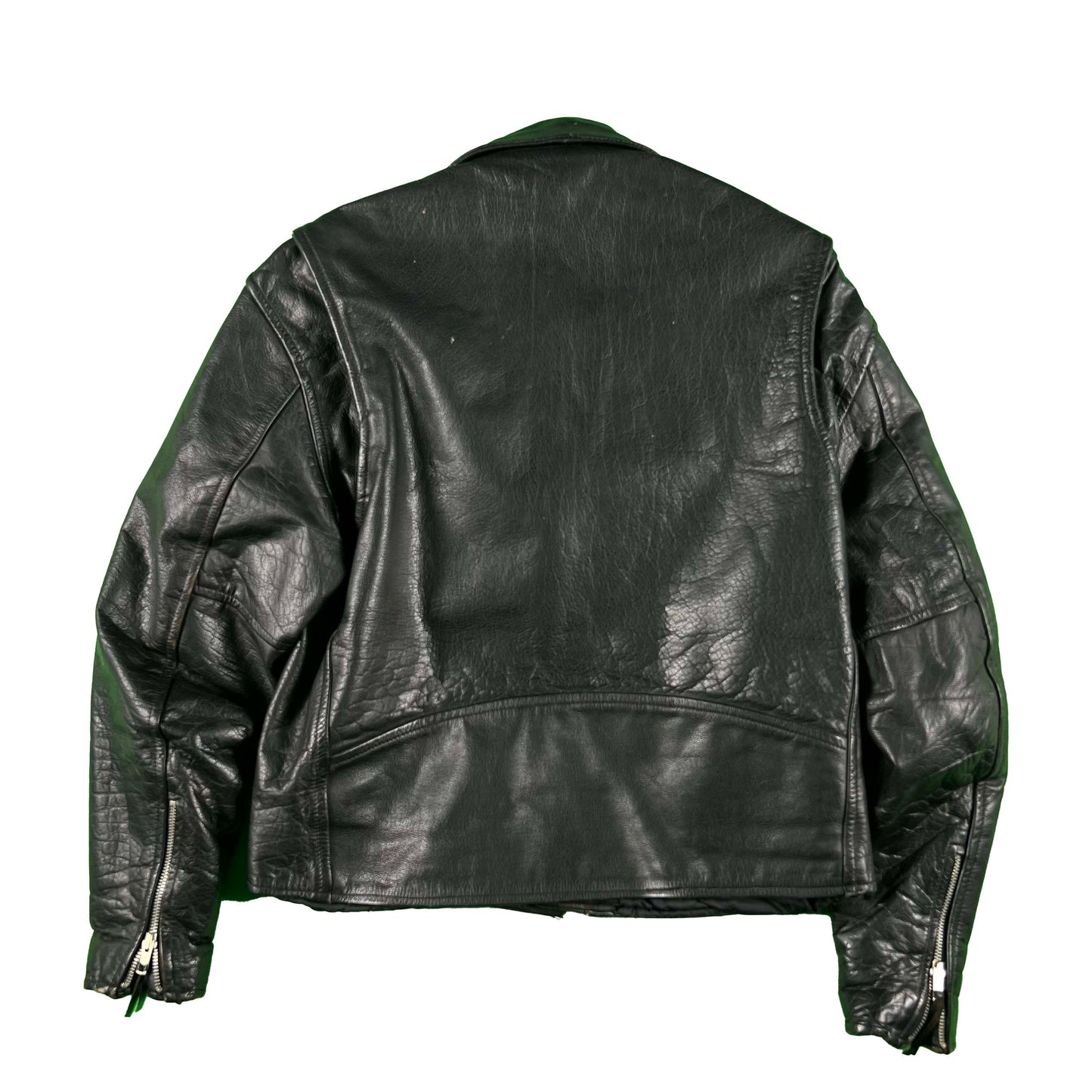 90s Black Leather Moto Biker Jacket- M