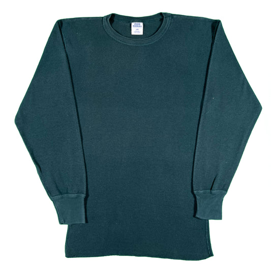 90s 100% Cotton Forest Green Waffle Knit Thermal- L