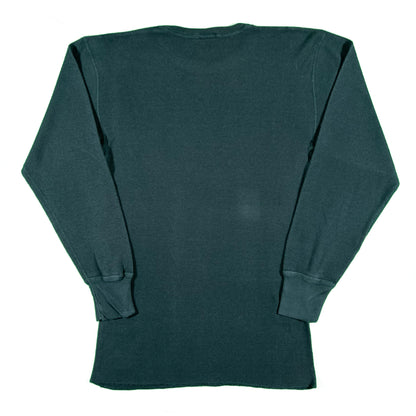 90s 100% Cotton Forest Green Waffle Knit Thermal- L