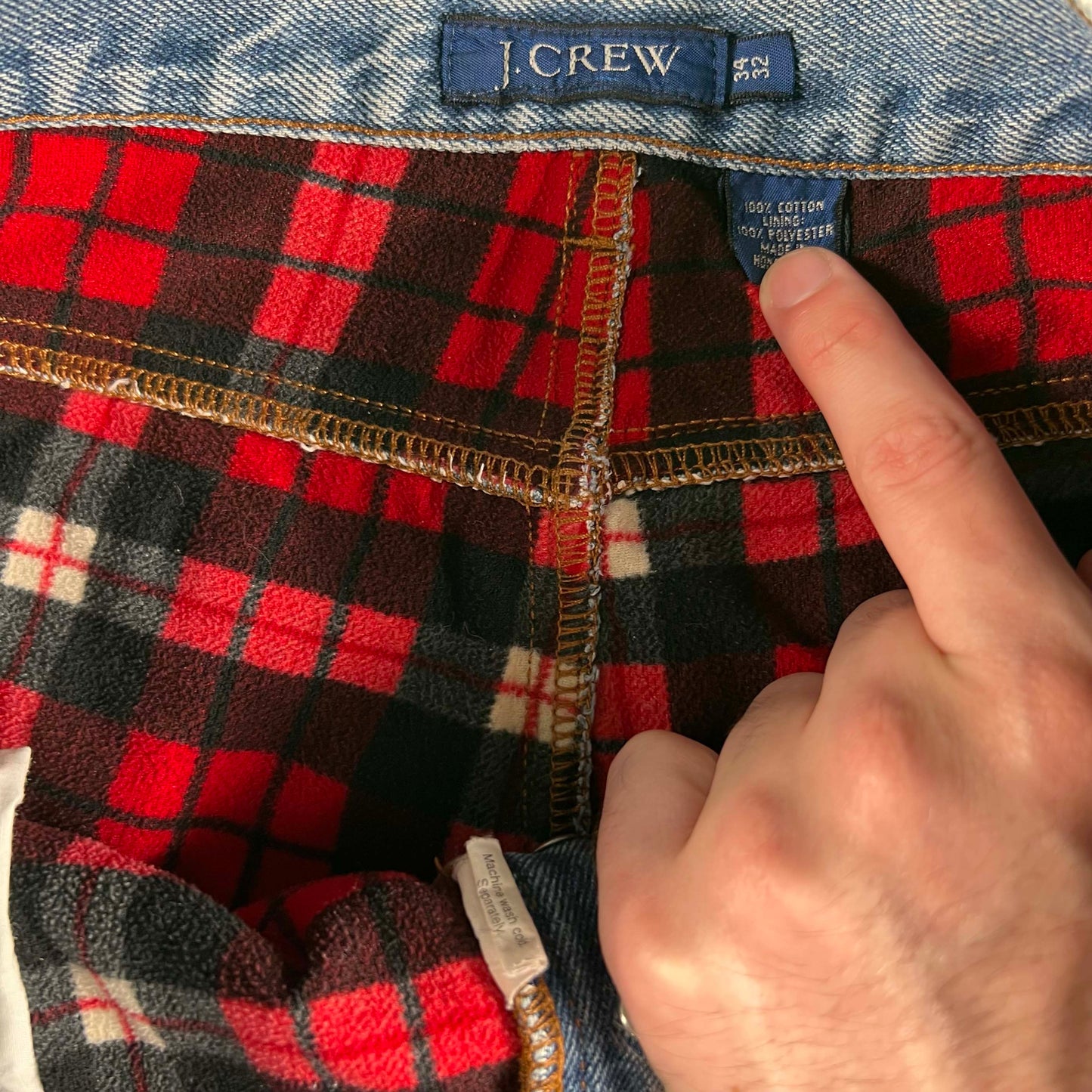 90s J.Crew Flannel Lined Denim- 33x31