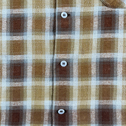 60s Plaid Printed Cotton Flannel- XL