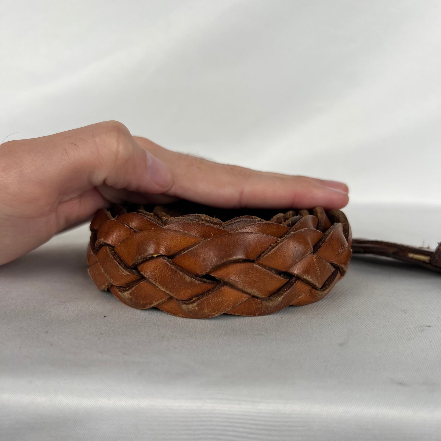 80s Eddie Bauer Braided Leather Belt- 32"-36"