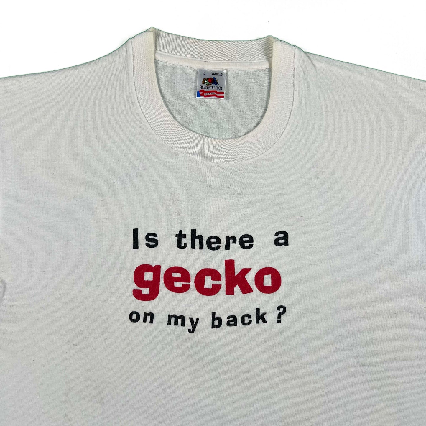 90s 'Is There a Gecko on my Back?' Tee- L