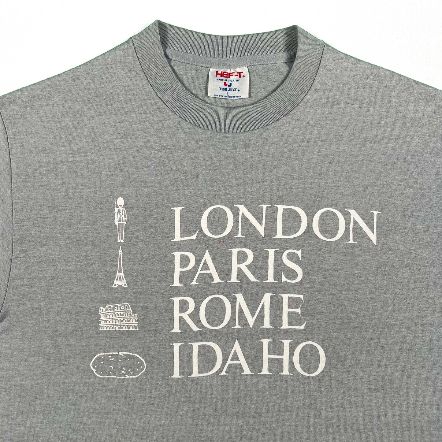 80s London, Paris, Rome, Idaho Tee- L