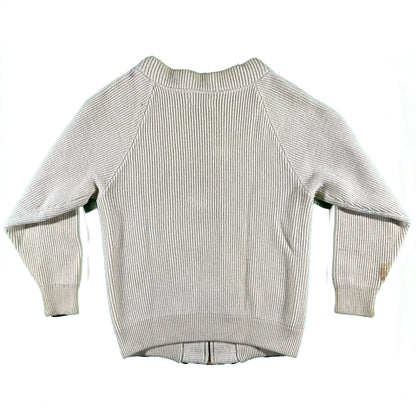 50s Cream Zip Up Sweater- S