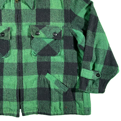 70s Green Buffalo Plaid Jacket- XL