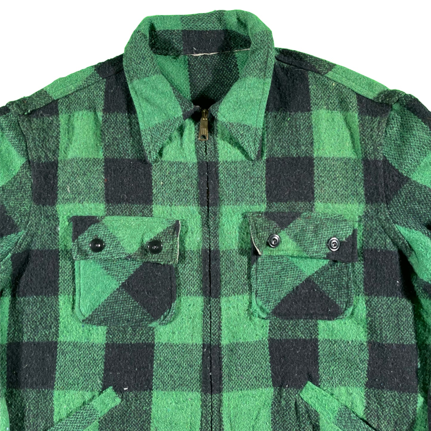 70s Green Buffalo Plaid Jacket- XL