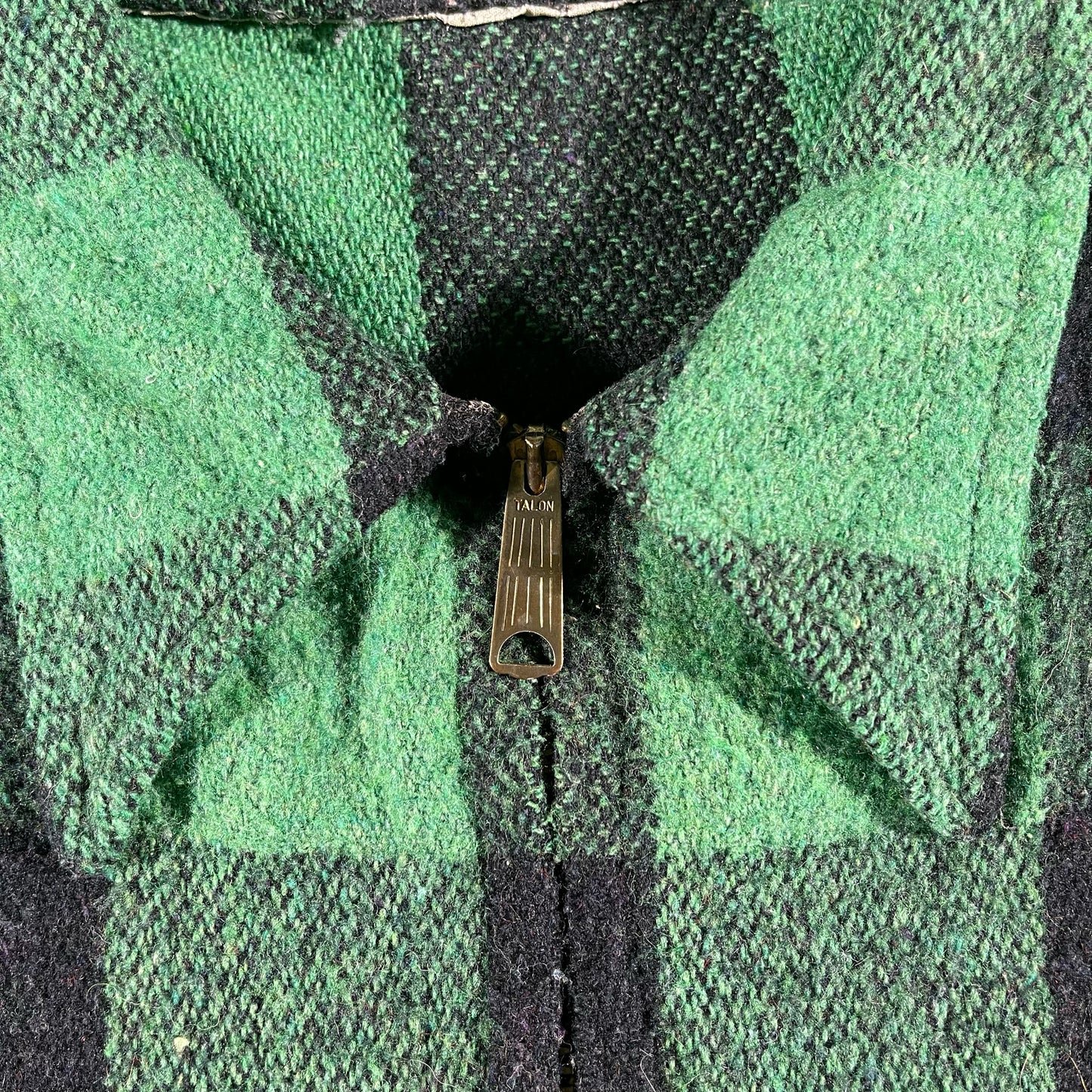 70s Green Buffalo Plaid Jacket- XL