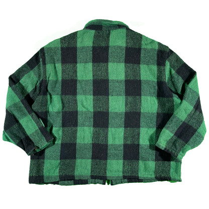 70s Green Buffalo Plaid Jacket- XL